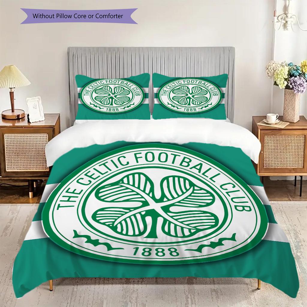 Celtic F.C Pattern Bedding Quilt Set Quilt Cover Pillowcase Home Decoration Birthday Gift (1 * duvet cover + 2 * pillowcase, without core)