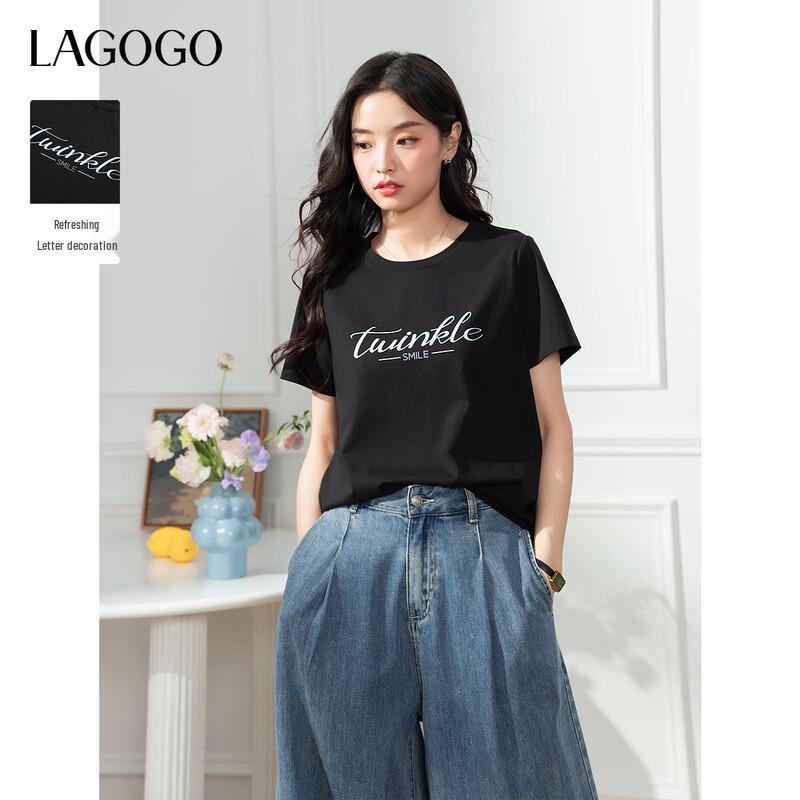 LAGOGO Women s 2025 Letter Print Commuter T-shirt S