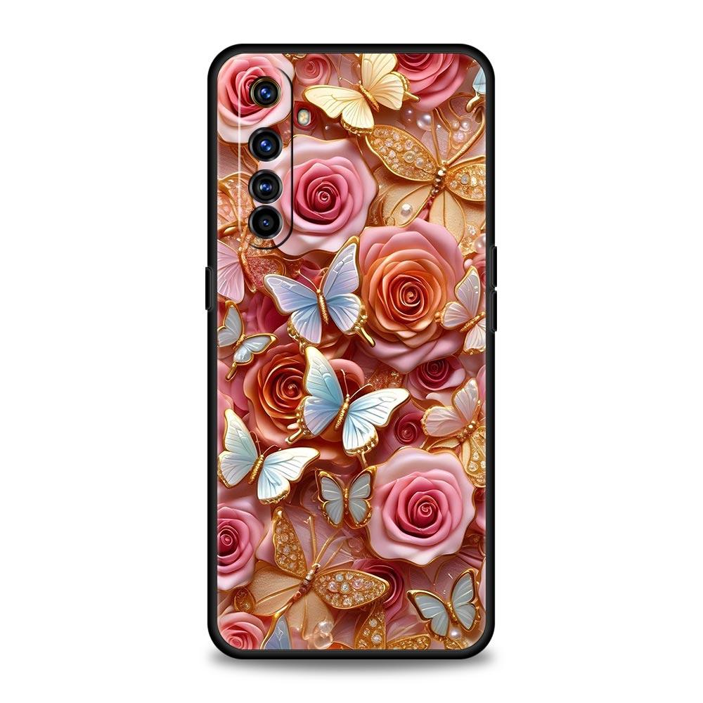 Fashionable Butterfly Flower Pattern Soft TPU For Realme 13 12 11 10 9 Pro Plus GT3 GT2 C21 C25 C35 C53 C55 C67 Pro Phone Case