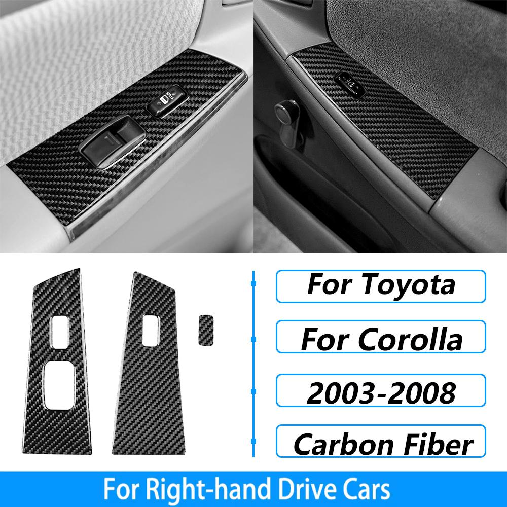 For Toyota Corolla 2003-2008 Carbon Fiber Central Control Gear Shift Air Vent AC CD Window Lift Trim Set Car Accessories Sticker