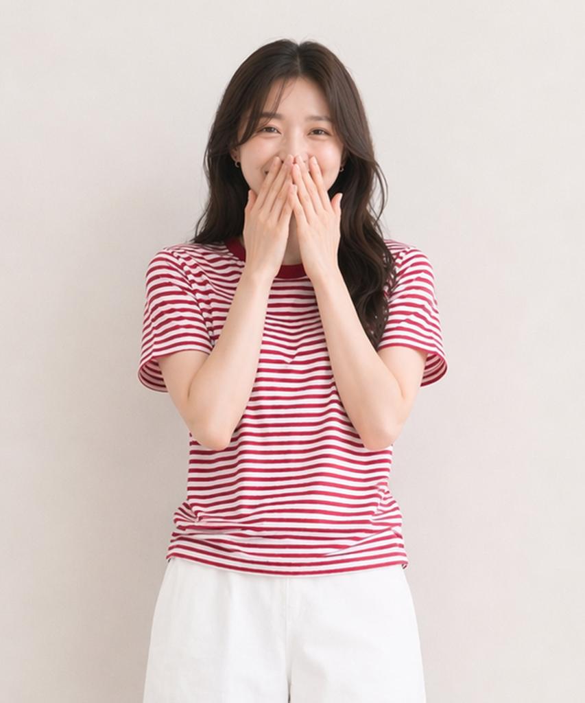 ADERNM Slub Stripe Crop T Red