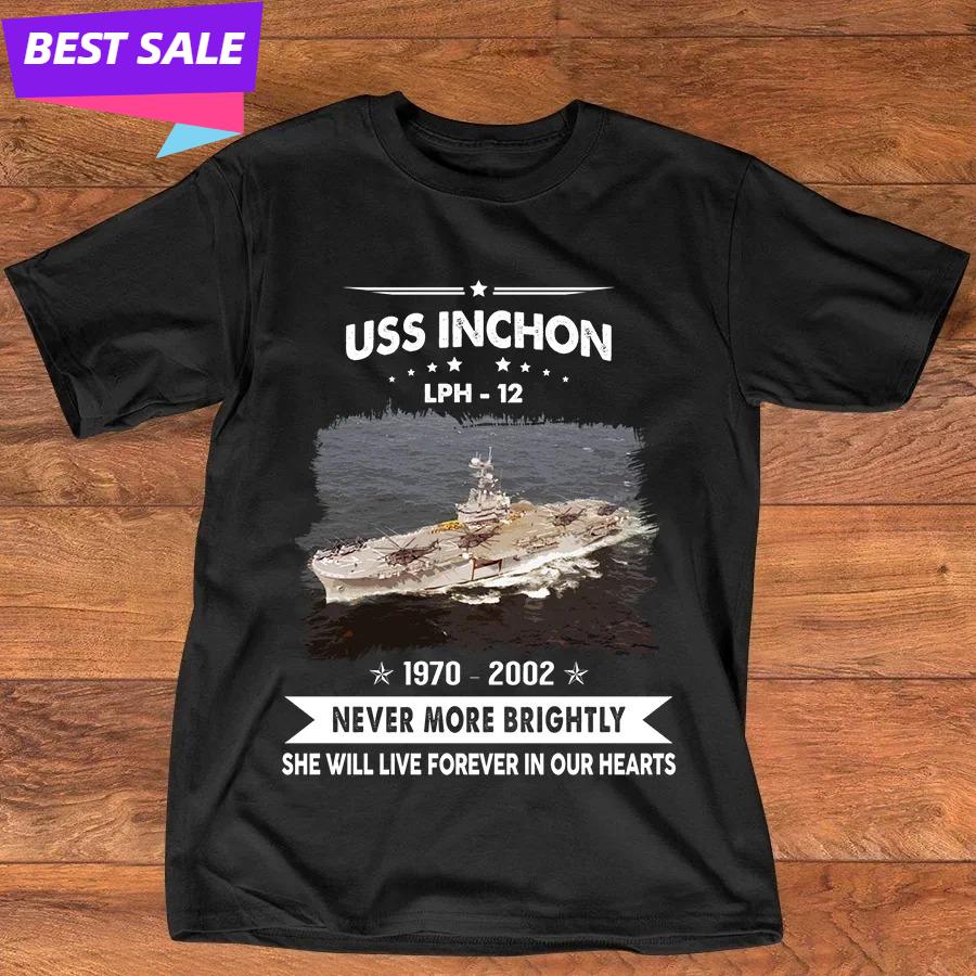 USS Inchon LPH 12 Amphibious Assault Ship Naval Veteran TShirt 100 Cotton ONeck Short Sleeve Casual Mens Tshirt Size S3XL