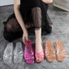 2024 New Arrival Fashion Slides Womens Jelly Flats Shoes Transparent Sandals Anti-slip Round Female Casual Non-slip Woman Sandal