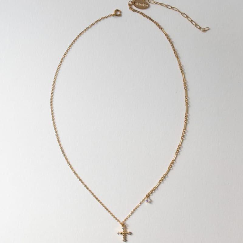 MERRYMOTIVE Dot cross and mix chain gold necklace