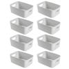Store88 Plastic Storage Cases, Small Organizers, Color Boxes, Baskets for Kitchen and Bathroom Use, Set of 8 (Gray, Medium)
