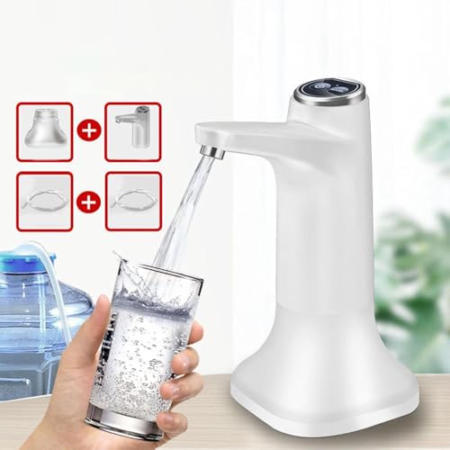 Automatische elektrische Wasserpumpe Spender, Wiederaufladbar, Universal, Geräuschlos, mit Schalter und USB-Kabel, für Zuhause, Büro und Outdoor-Nutzung, Weiß, Com