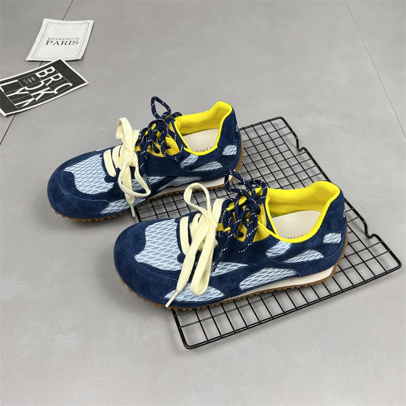 

Lan Cabinet mesh breathable inner height increase German training shoes women s 2025 summer new pair of shoelaces casual versatile sports Forrest Gump 35 синий