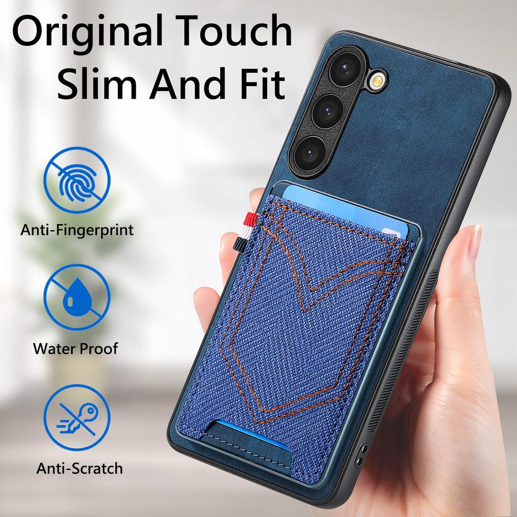 Denim Card Bag Leather Wallet Case for Samsung Galaxy A54 A53 A33 A13 A12 S23 Ultra S22 S20FE S21 Plus Cards Holder Pocket Cover