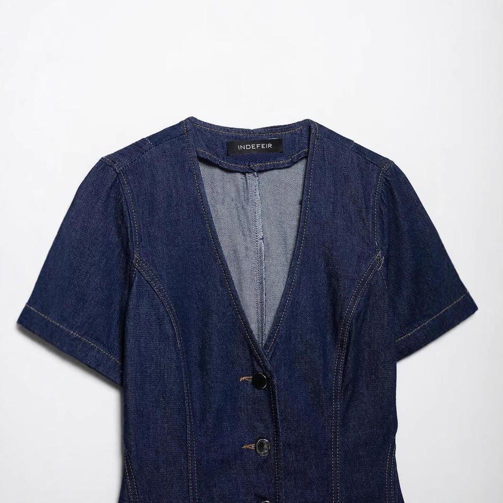 Spring 2025 Women's European & American Style Denim Mini Dress