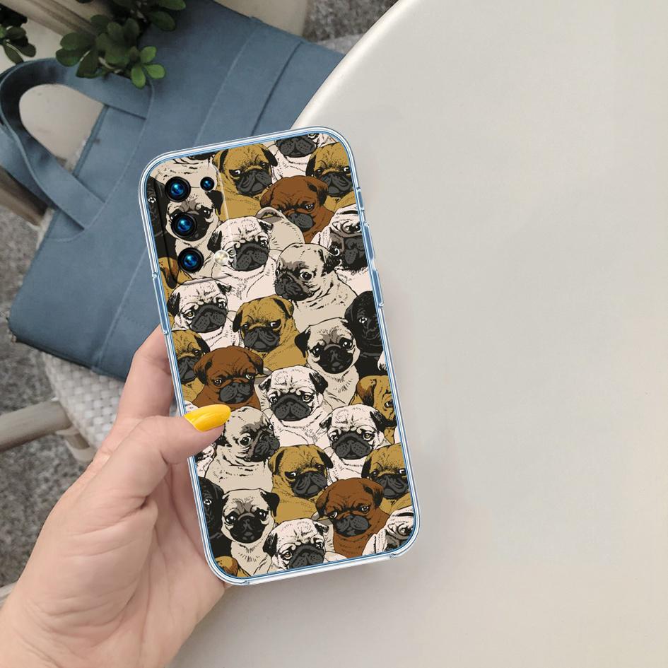 MY6 Cute Pug Dog Transparent Phone Case for Motorola Moto G40 G04 G05 One Ace Action Fusion + Plus Hyper Macro Vision Zoom