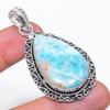 Natural Republic Larimar Gemstone 925 Sterling Silver Jewelry Pendant 2.25" AP-14290