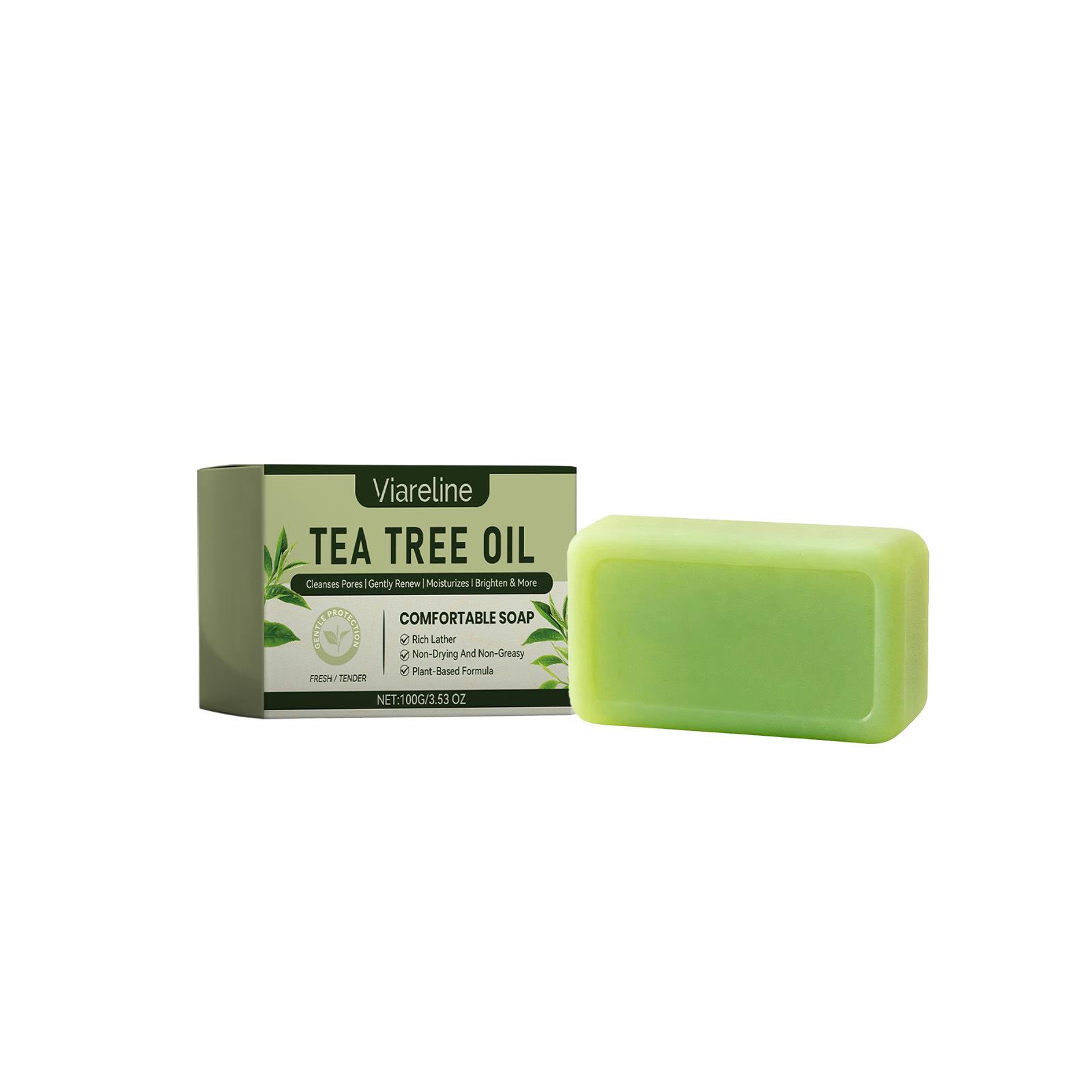 VIARELINE Tea Tree Essential Oil Facial Soap for Smooth, Radiant Skin - Gently Cleanses Pores and Purifies.