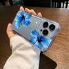 Blue Hibiscus Premium Liquid Silicone Case For Iphone 16 Plus 14 13 12 11 17 15 Pro Max Soft Touch Anti-Drop Cover