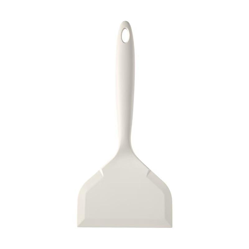 All-White Silicone Anti-Scald Spatula for Non-Stick Pans, High-Temperature Resistant for Stir-Frying, Pancakes, and Crepes.