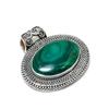 Naturlig Malakit Ädelsten Silverhänge i 925 Sterling Silver - Handgjord Design, Smycken för Vardagsbruk, Antika Hängsmycken Gåvor Till Mamma