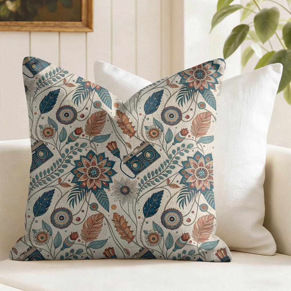 Bohemian style Cushion Cover Summer Linen Pillow Case Organic Fabric Cushion Cover DoubleSided Print Sofa Home Decor