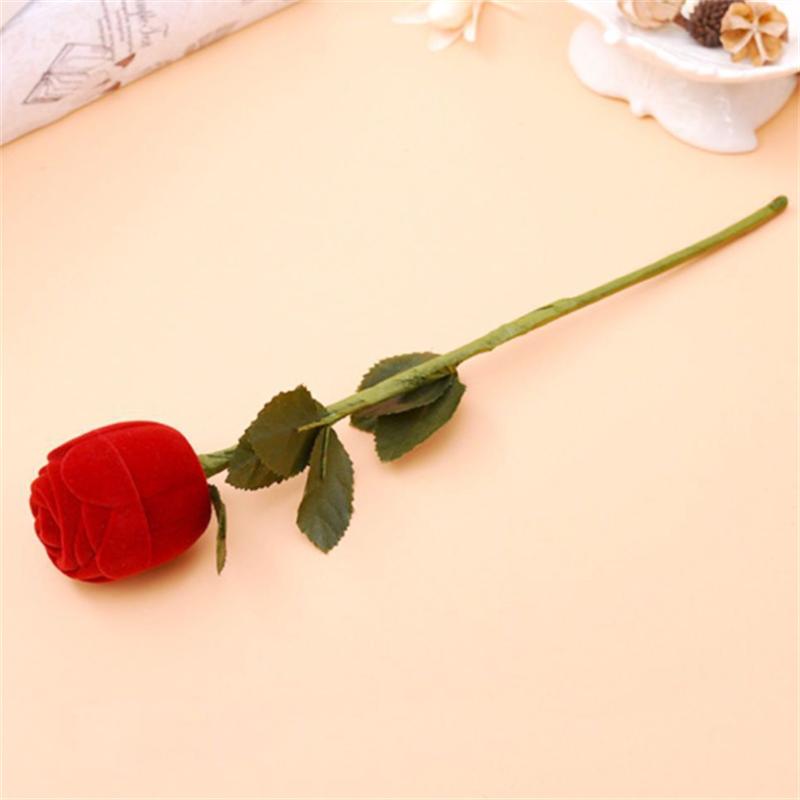 

1/5PCS Red Rose Flocked Jewelry Box Proposal Ring Storage Box Romantic Engagement Ring Case Gift Box For Valentine s Day