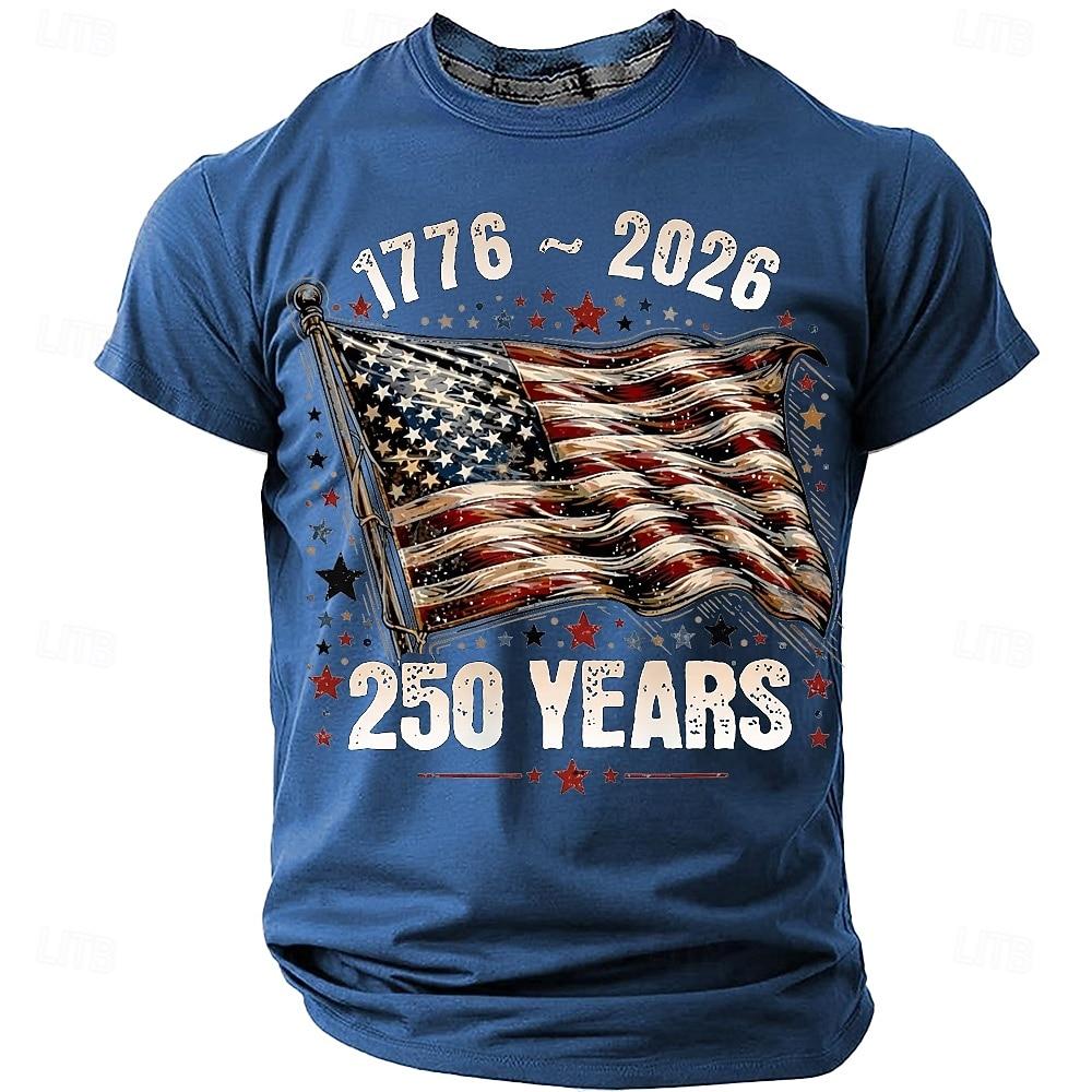 America 250th Birthday Eagle Flag 250 Years 1776-2026 Unisex Men's T-Shirts Casual Style Man Women Tees Vintage Men's Clothing