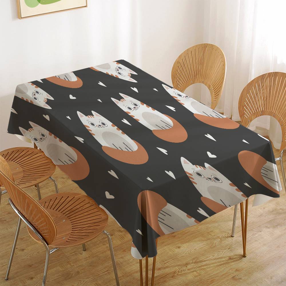 Cute Cartoon (Dinosaur/Cat/Rabbit) Elegant Rectangle Tablecloth - Easy Care For Weddings, Banquets & Formal Events