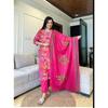 Indian Designer Cotton Kurta Pant Dupatta Set Women Bollywood Top Tunic Kurti VF-20224