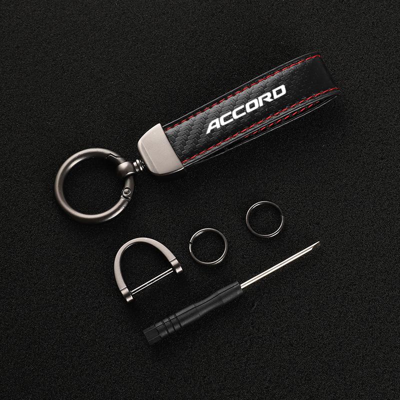AAALW1 Leather car keychain Horseshoe Buckle Jewelry for Honda Accord 10 9 8 7 2003 -- 2011 Car accessories
