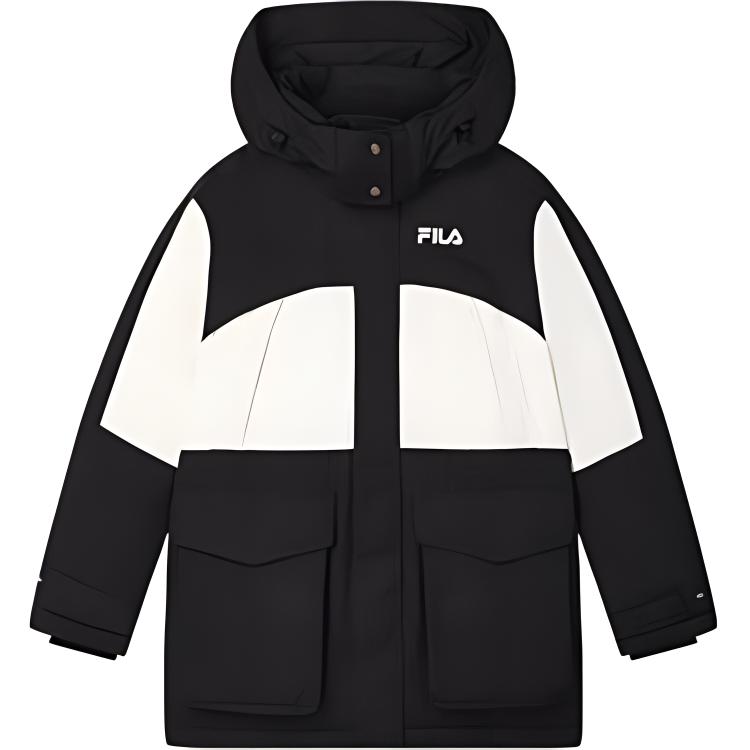

FILA Original Logo Color Block Casual Loose Hooded Down Jacket Women outerwear Black F51W449903F-BK XL