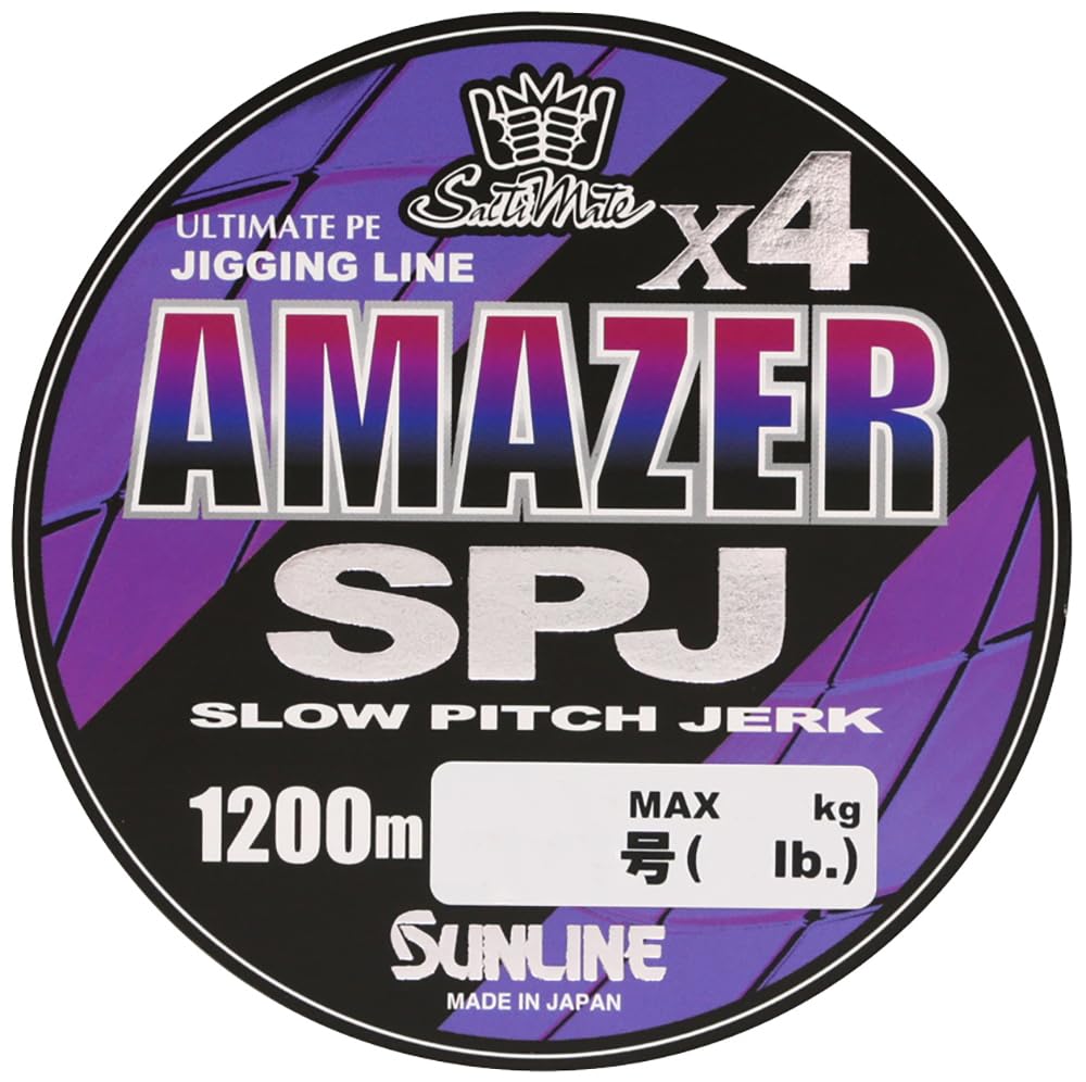 SUNLINE PE Saltimate Amazer x4 SPJ Amazer Slow Pitch Multicolor Size 2 4-Strand Line, (Saltimate Jerk), 1200m, 5-Color (with Markings),