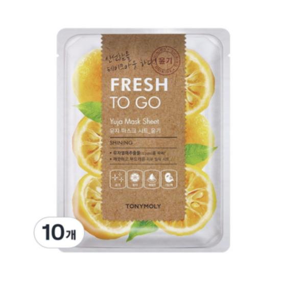 TONYMOLY Fresh To Go Yuzu Mask Sheet Brightening Hydration Care 10pcs
