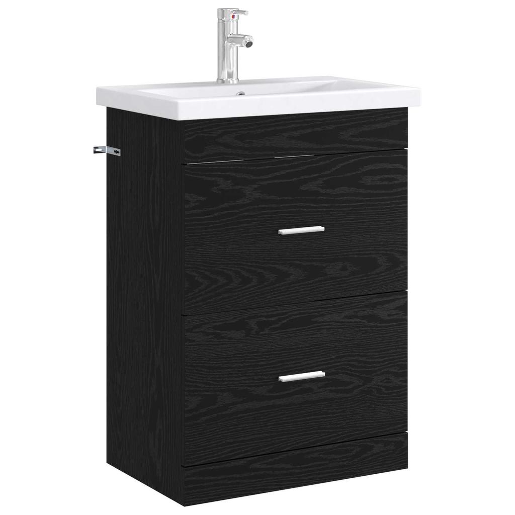 Bathroom Vanity Unit Black Oak 56 x 37.5 x 81 cm Particleboard