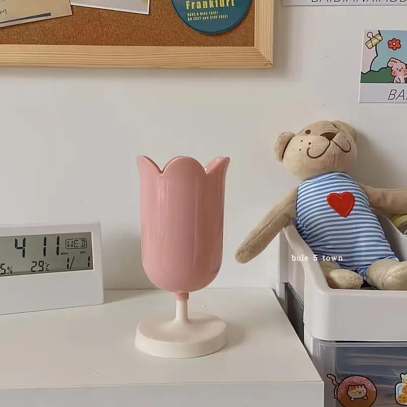 Tulip Flowers Pen Holder Cartoon Cute Creative Girl Student Multifunctional Storage Office Stationery