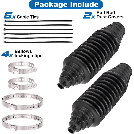 Toolwiz Inner Tie Rod Boot Kit, 2PCS Universal Adjustable Car Tie Rod Boot With Bellow Cable Ties And Clamps, Dustproof Silicone Rack And Pinion Boot