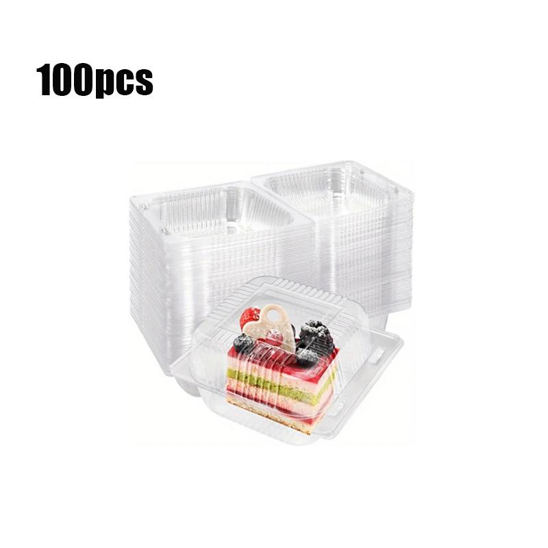 20/100/200Pcs Transparent Plastic Cake Box With Flip Cover Square Dessert Box Wedding Party Mousse Fruit Cake Food Packing Boxes