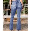 Jeans Bootcut Vita Media da Donna Pantaloni Svasati Vintage Denim Elasticizzato Lavato Pantaloni Lunghi con Bottoni Laterali