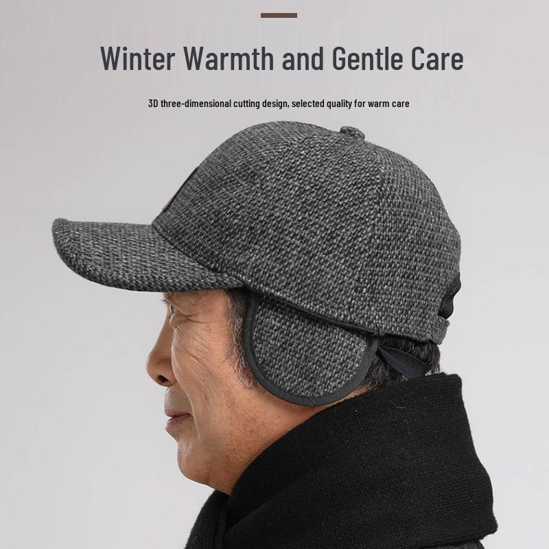 Thickened Winter Baseball Cap with Ear Protection for Middle-Aged and Elderly Men