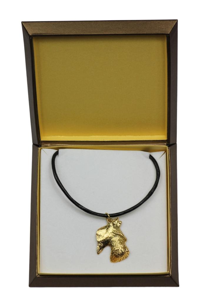 

Scottish terrier, Aberdeen Terrier, Scottie, Aberdeenie - Dog necklace in gift box, gold-plated pendant for dog fan, striking jewellery by Art-Dog