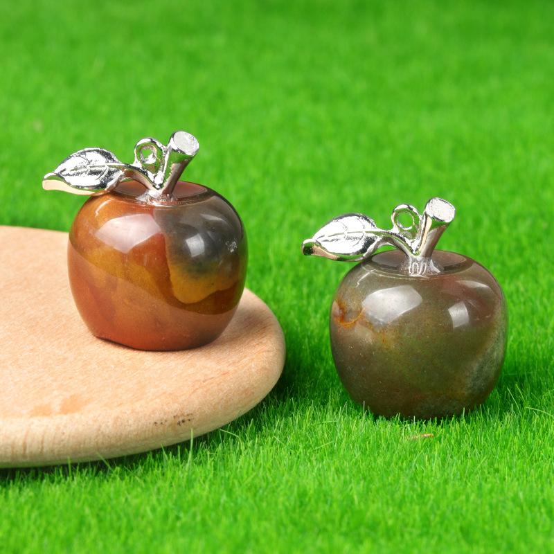 Natural Semi Precious Stone Crystal Mini Apple Pendant for DIY Pendant Thanksgiving Gifts Room Office Decoration Collectibles
