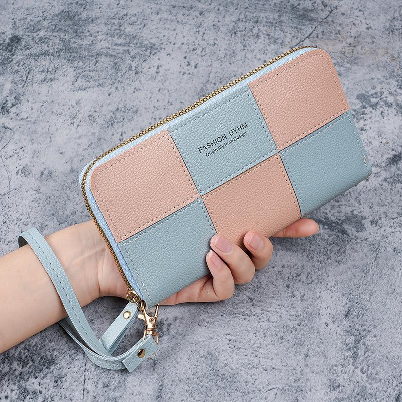 Женский длинный кошелек в корейском стиле с одной молнией, очень вместительный, с карманом-монетницей в стиле пэчворк, сумка для телефона, модный и универсальный A4