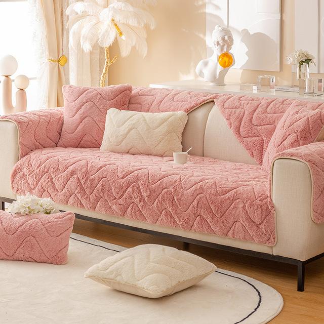 Thicken Plush Sofa Cushion Cover Super Soft Sofa Back Towel Non -Slip Couch Slipcovers Winter Warm Sofa Mat For Living Room Decor