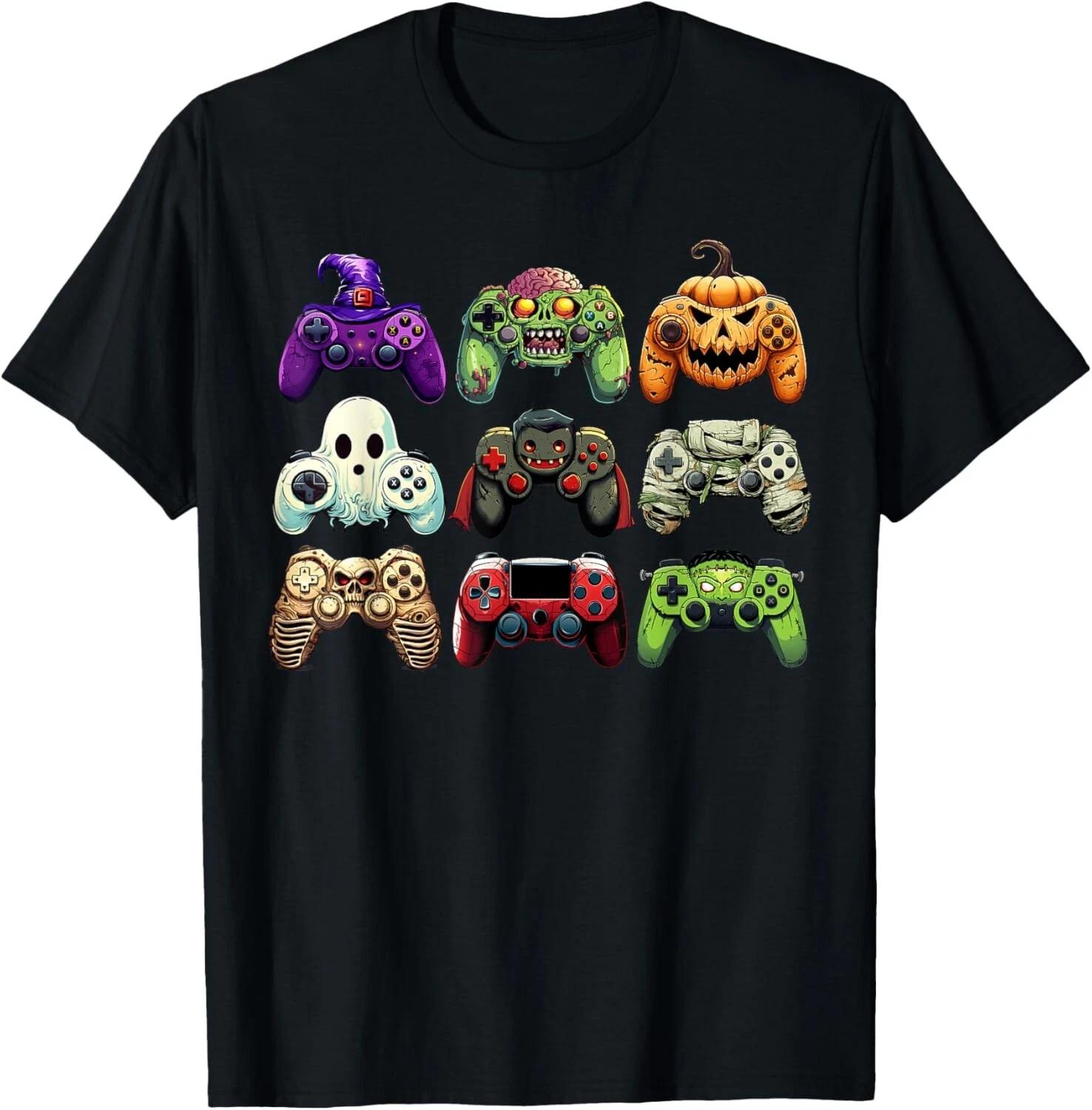 Halloween Skeleton Zombie Gaming Controllers Mummy Boys Kids T- Shirt 3XL