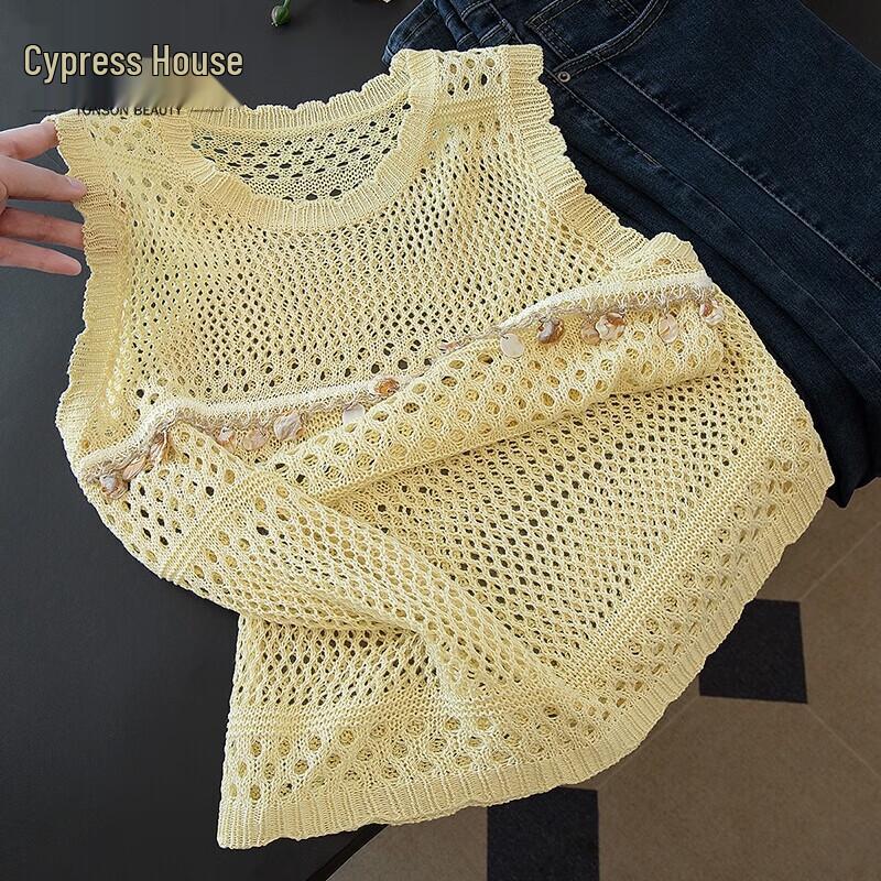 

Cypress Women s 2025 Summer Round Neck Hollow Knit Tank Top One Size