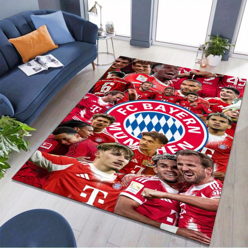 FC Bayern Munich Team Players Collage Area Rug, Non Slip Floor Mat for Living Room Game Room Soccer Fan Home Decor