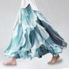 Maxirock Hoher Bund 3D Blumendruck Weiter Saum Langer Rock Böhmischer Stil Sommer Schlankmachender Rock Arbeit Freizeit Alltag