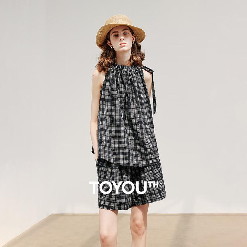 Women s Plaid Halter Neck Sleeveless Top L