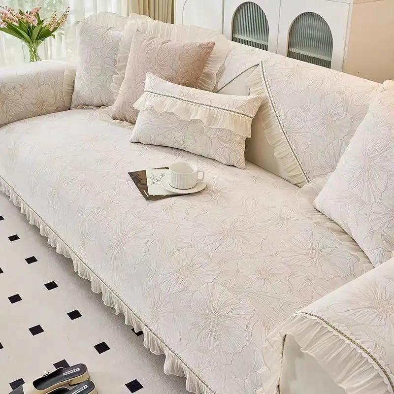 

Французский sle Крем Sle Четыре сезона Универсальная подушка для дивана Нескользящая Подушка высокого класса Универсальный чехол для кожаного дивана Все включено 30x50cm pillowcase