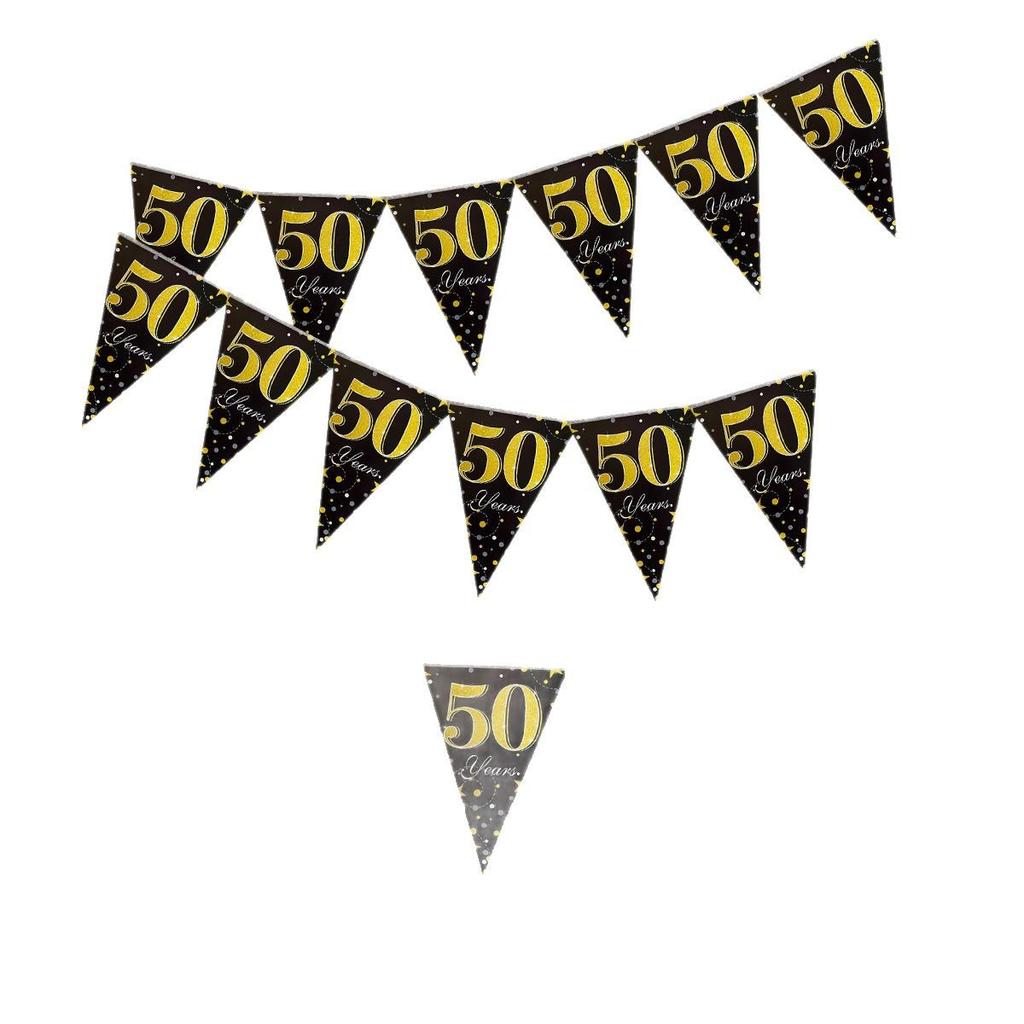 Schwarzgold 50 Jahre alt 60 Jahre alt Thema Geburtstagsdekoration Partyzubehör Arrangement Wimpelkette Banner Digitale Dekoration