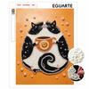 Unique 5D Framed Pearl Painting Kit with Cute Cat Drinking Coffee Sparkling Bead Art Canvas DIY Handmade Craft for Home Living Room Decor