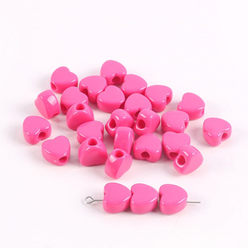 Acrylic Large Hole Beaded Solid Color Beads Love Beads Loose Beads Peach Heart Handmade Diy Necklace Mobile Phone Chain Accessories