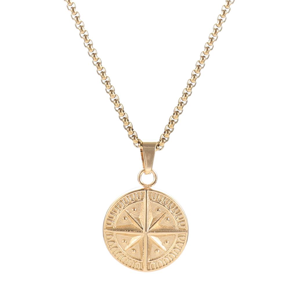 VAF New Design Silver/18K Gold Compass Pendant Necklace Jewelry 316L Stainless Steel Halskette Compass