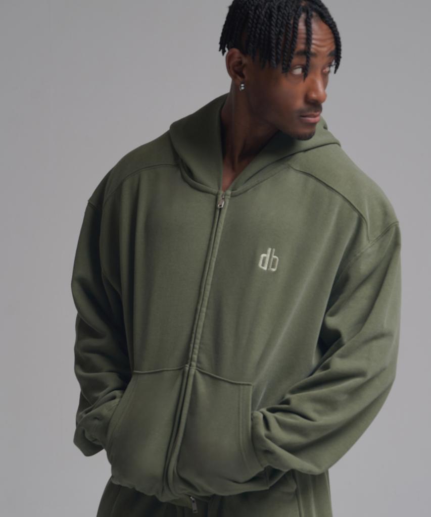 Phermenon [Set] Pigment Oversized Cut 2-Way Zip-Up Hoodie + Pigment Oversized Wide String Jogger Pants (3 Colors)