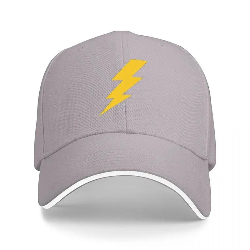 Lightning Bolt Logo Black Baseball Cap with Yellow Strike Design for Unisex and Women Casual Streetwear Fashion Accessory
